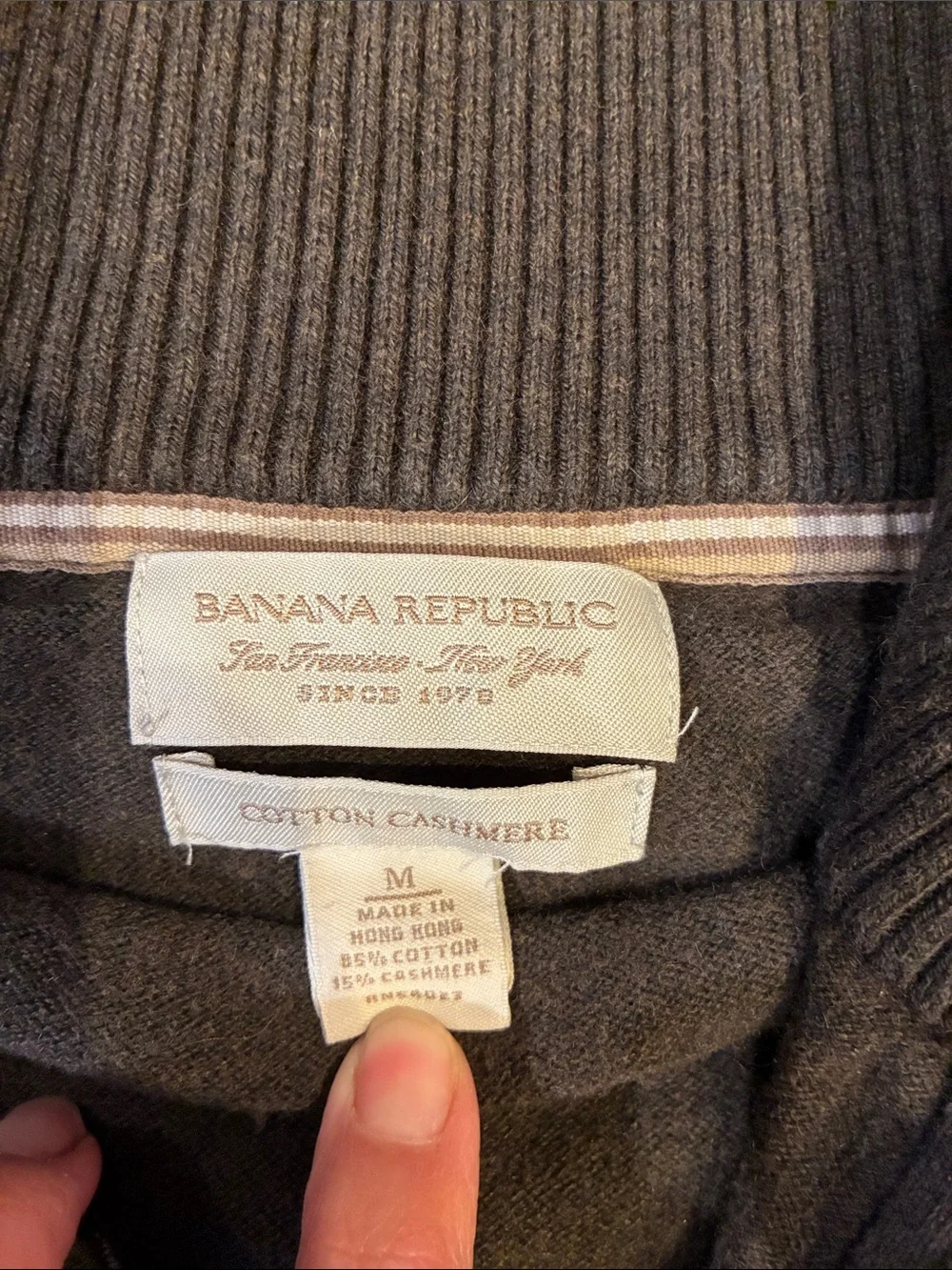 Banana Republic Cotton & Cashmere Brown Half-Zip Mock Neck Sweater